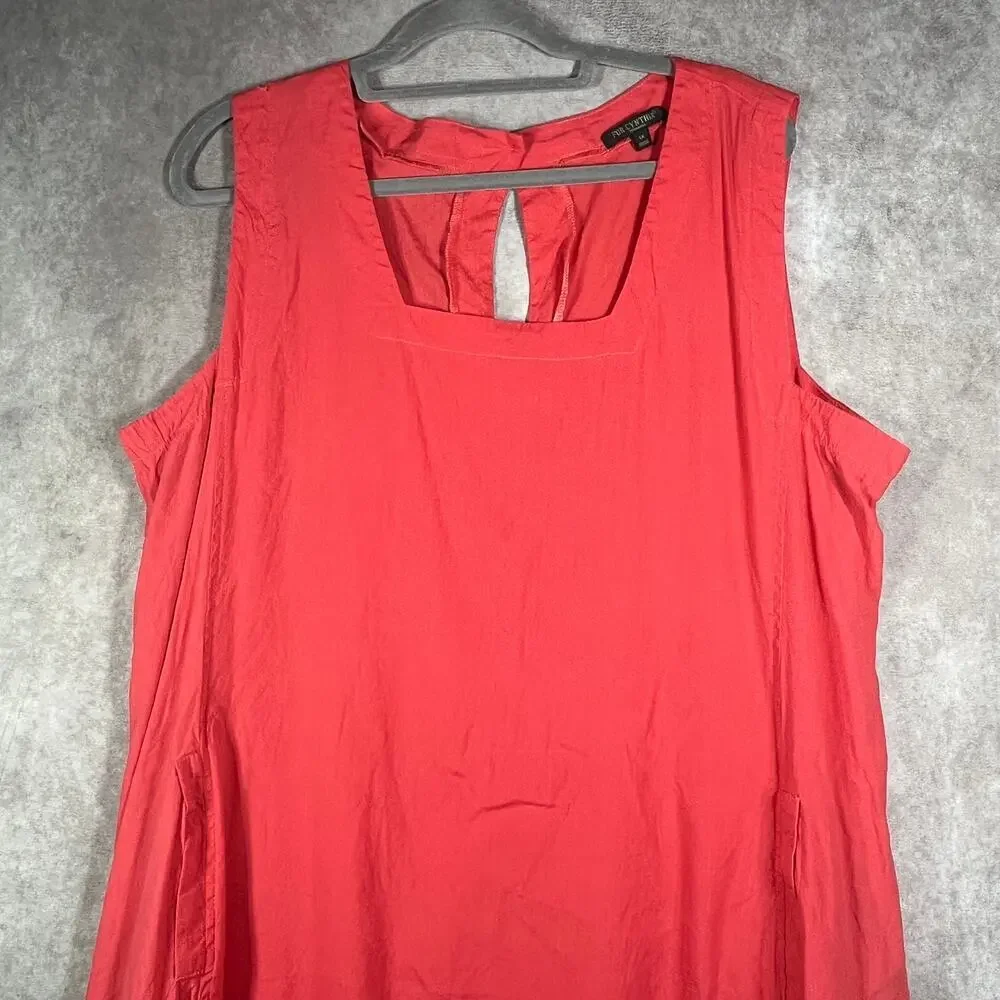 For Cynthia Swing‎ Dress Womens 1X Pink Linen Blend Sleeveless Vacation Beach
